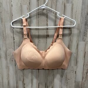 Momcozy Tan Pink Jelly Strip Scalloped Nursing Bra Seamless Wire Free 2XL